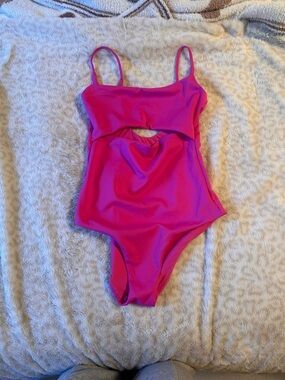 EUC Left on Friday Hot Pink Cutout One-Piece Swimsuit